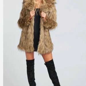 Show Me Your MuMu Faux Fur Jacket in Tan